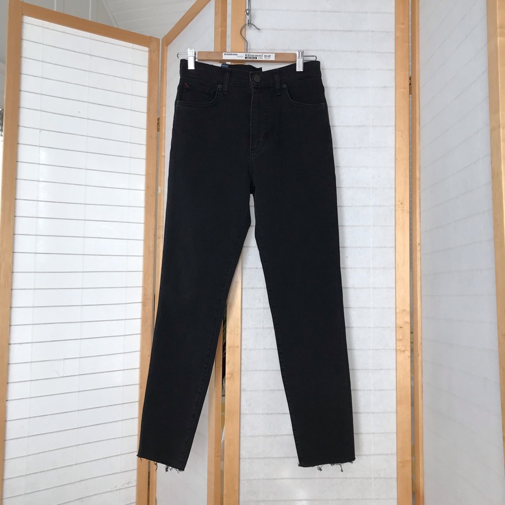Marine Layer Sz 27 "High skinny" jeans black cotton lycra raw hem